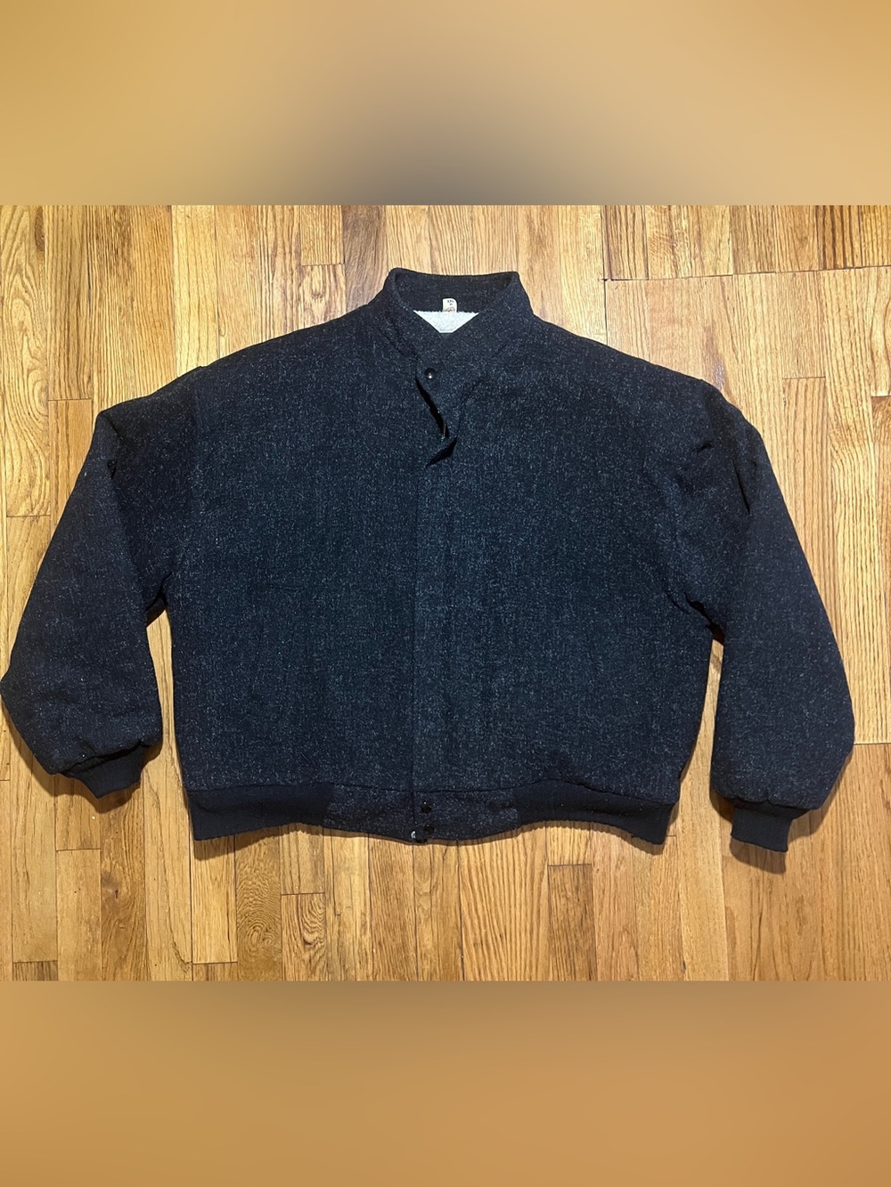 Vintage Cal Craft Wool Bomber Jacket Sherpa Lined Coat Mens 2XL Black YKK 60-70s